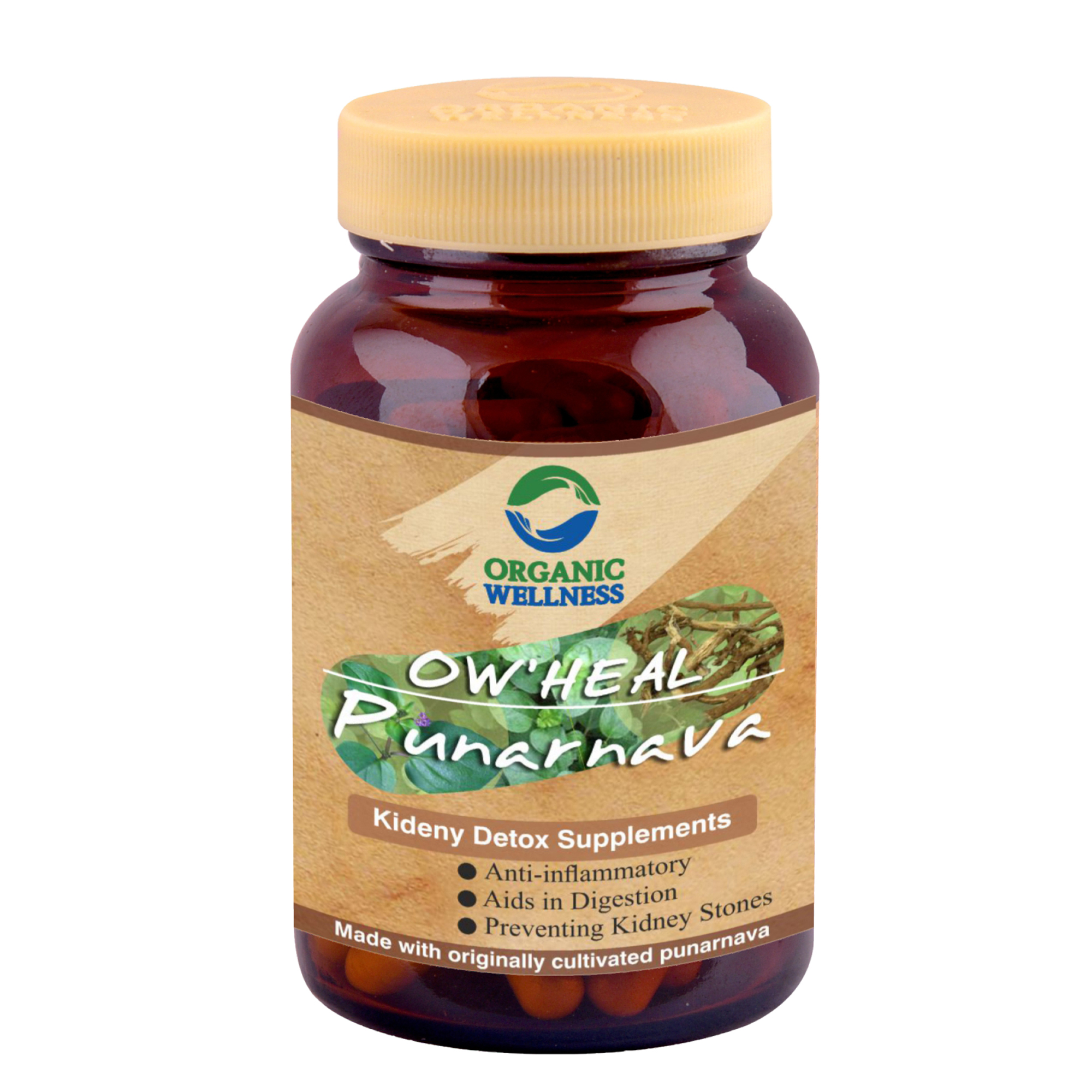 Organic Wellness Punarnava Kidney Detox 90 Capsules Bottle