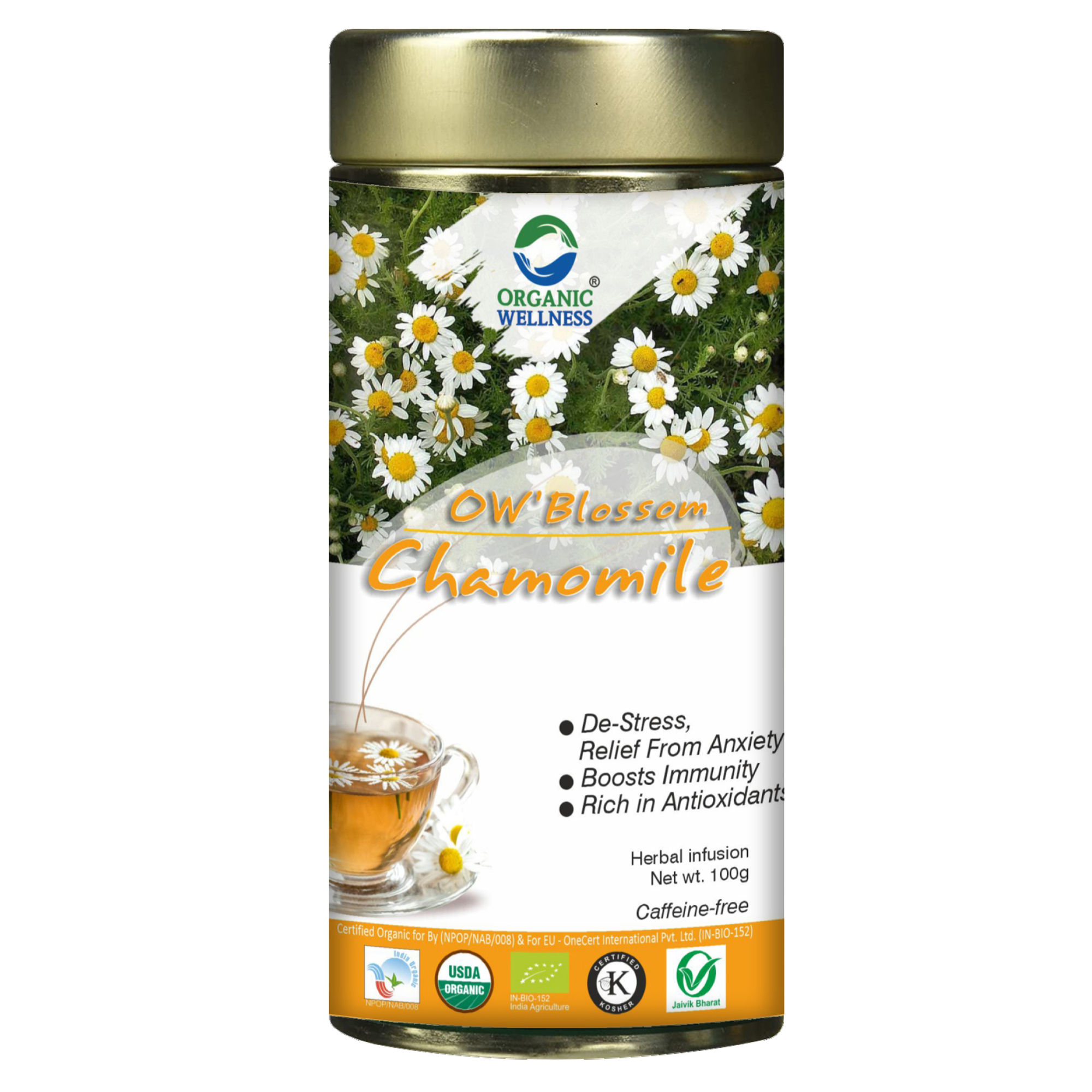 Organic Wellness Chamomile Tea 100 Gram Tin