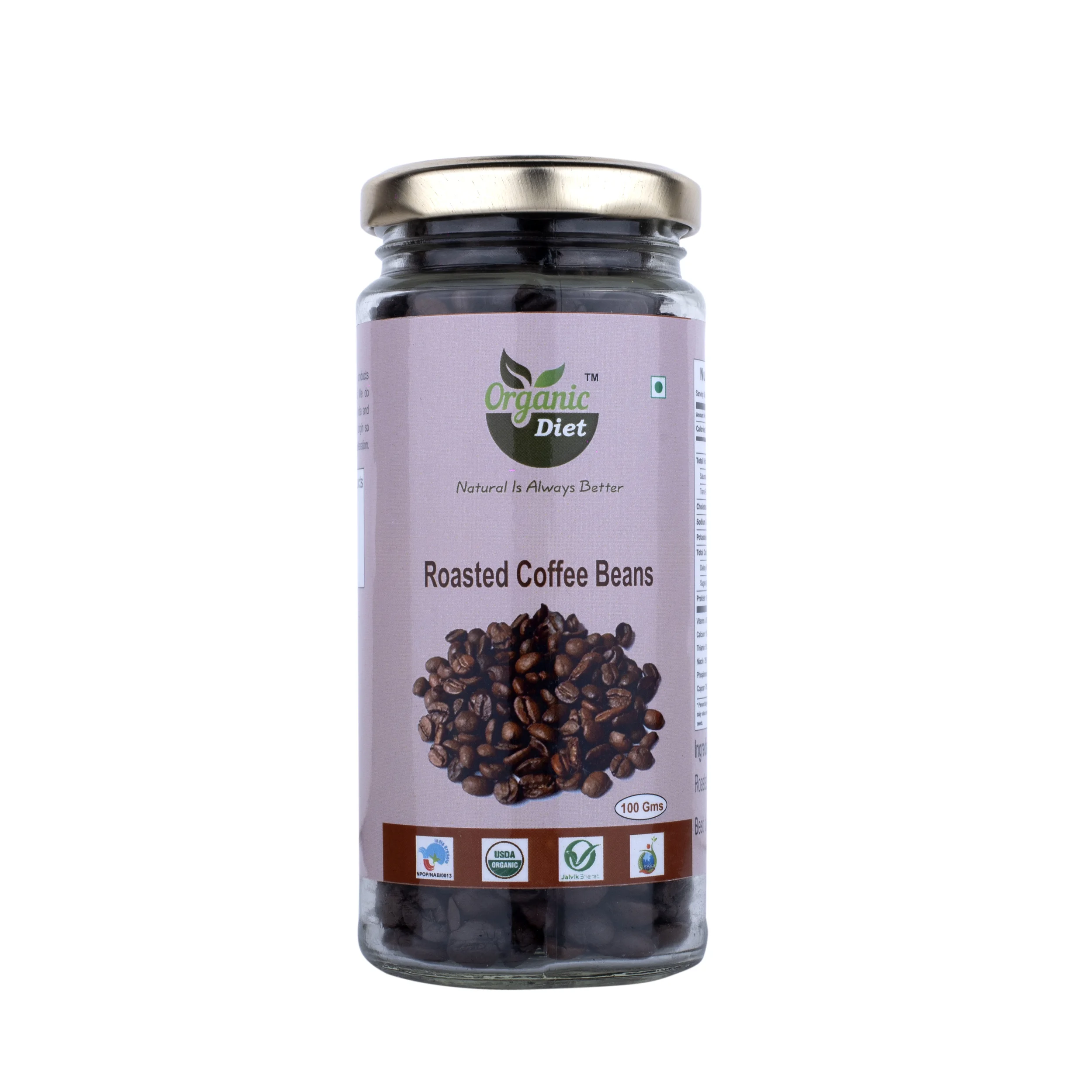 Organic Diet Organic Roasted Coffee Beans, 100 Gram