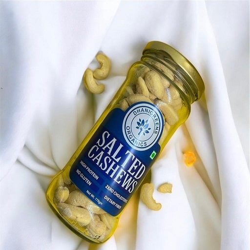 Dhanigreens Organic, Whole Cashews Roasted & Salted
