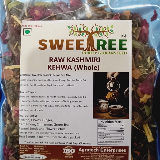 SweeTree Raw Kashmiri Kahwa Whole | Kahwa Herbal Tea | Kahwa Tea 100 g | Kahwa Green Tea | Kahwa Detox Tea
